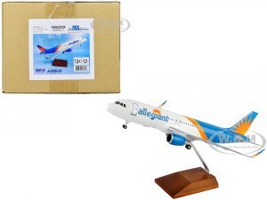 Airbus A320 Commercial Aircraft with Landing Gear Allegiant Air (N246NV) White and Blue with Orange Stripes (Snap-Fit) Plastic Model by Skymarks