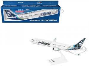 Boeing 737-900 Commercial Aircraft Alaska Airlines (N494AS) White with Blue Tail (Snap-Fit) Plastic Model by Skymarks