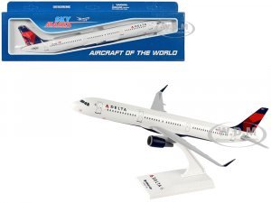 Airbus A321 Commercial Aircraft Delta Air Lines (N301DN) White with Red and Blue Tail (Snap-Fit) Plastic Model by Skymarks