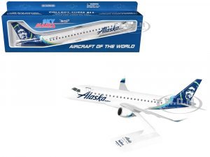 Embraer E175 Commercial Aircraft Alaska Airlines - SkyWest Airlines (N170SY) White with Blue Tail (Snap-Fit) Plastic Model by Skymarks