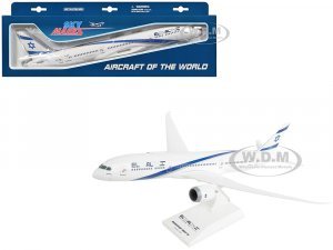 Boeing 787-9 Dreamliner Commercial Aircraft El Al Israel Airlines (4X-EDA) White with Blue Stripes (Snap-Fit) Plastic Model by Skymarks
