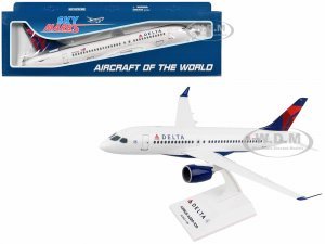 Airbus A220-100 Commercial Aircraft Delta Air Lines (N101DU) White with Red and Blue Tail (Snap-Fit) Plastic Model by Skymarks