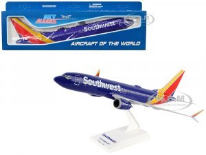 Boeing 737 MAX 8 Commercial Aircraft Southwest Airlines (N8706W) Blue with Yellow and Red Tail (Snap-Fit) Plastic Model by Skymarks
