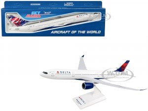 Airbus A330-900 Commercial Aircraft with Landing Gear Delta Air Lines (N401DZ) White with Blue and Red Tail (Snap-Fit) Plastic Model by Skymarks