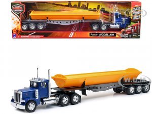 Peterbilt 379 Truck with Side Dump Blue and Yellow Long Haul Truckers Series