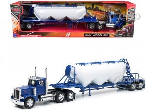 Peterbilt 379 Truck Blue with Pneumatic Tanker Trailer White Long Haul Truckers Series