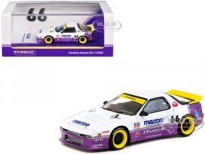 Mazda RX-7 FC3S Pandem RHD (Right Hand Drive) #66 White and Purple with Graphics Hobby64 Series