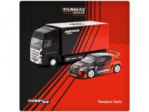 Pandem Toyota Yaris ADVAN With Truck Black and Red Hobby64 Series