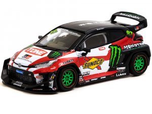 Toyota Yaris #87 Red and White with Black Top and Graphics Monster Energy - Pandem Drift Car Hobby64 Series
