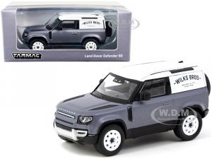 Land Rover Defender 90 Matt Blue Gray Metallic with White Top Wilks Bros Global64 Series