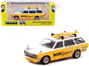 Datsun Bluebird 510 Wagon Yellow and White MOON Equipped with Roof Rack and Surfboard Global64 Series