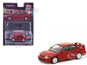 Mitsubishi Lancer GSR Evolution II RHD (Right Hand Drive) Red with Tarmac Cards Global64 Series