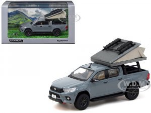 Toyota Hilux Pickup Truck RHD (Right Hand Drive) Gray with Camping Equipment Road64 Series