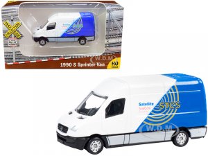 1990 Mercedes Benz Sprinter Van White and Blue STCS Satellite TeleCom Security TraxSide Collection 7 (HO) Scale