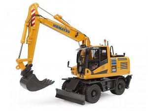 Komatsu PW180-11 Excavator Yellow with Standard Bucket and Hydraulic Breaker