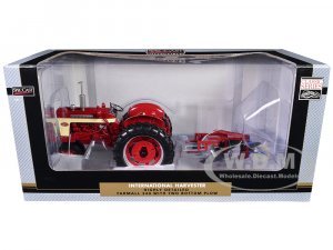 International Harvester Farmall 340 Narrow Front Tractor with Two Bottom Plow Red Classic Series